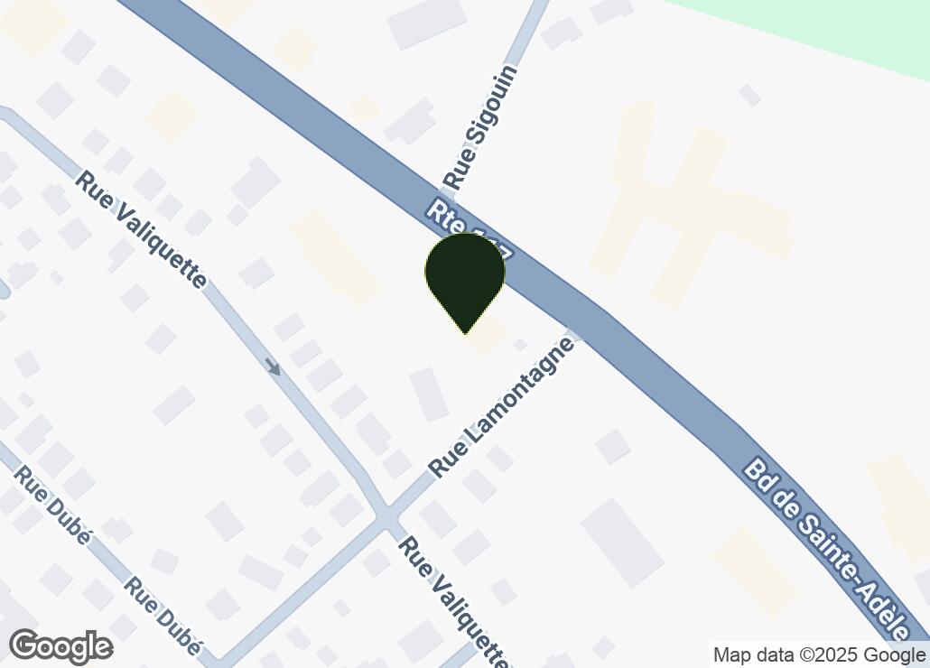 Map showing location at 45.9486111, -74.1297222